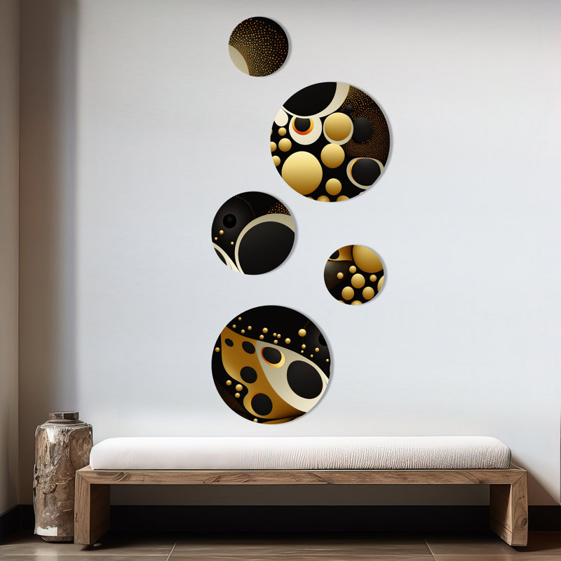 Golden Circular Universe II - Décoration murale géométrique moderne en métal