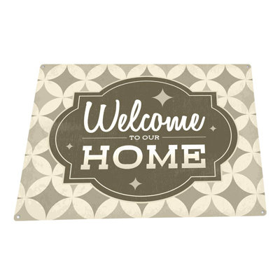 Plaque en métal «Welcome to our home»