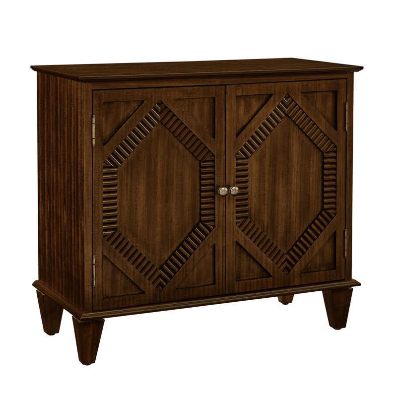 Buffet rétro 33,6 po en noyer, armoire à vin avec tablette ajustable - surface lisse, assemblage facile et symétrique pour différentes pièces Élégant grain de bois, nécessitant peu d'entretien
