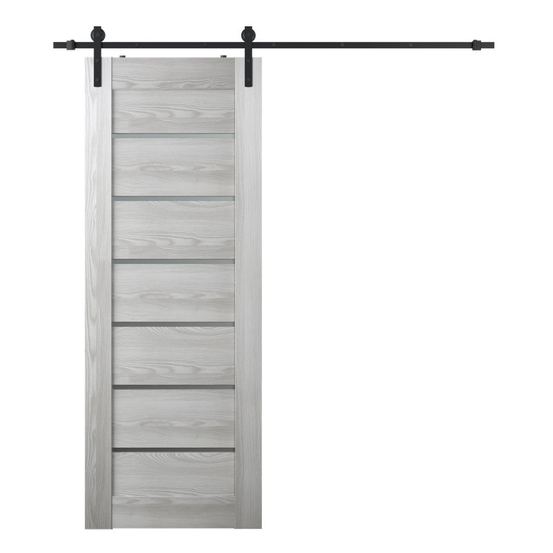 Porte de grange préfinie en bois manufacturé Avon, 27,75 po x 83,23 po, Chêne Veralinga