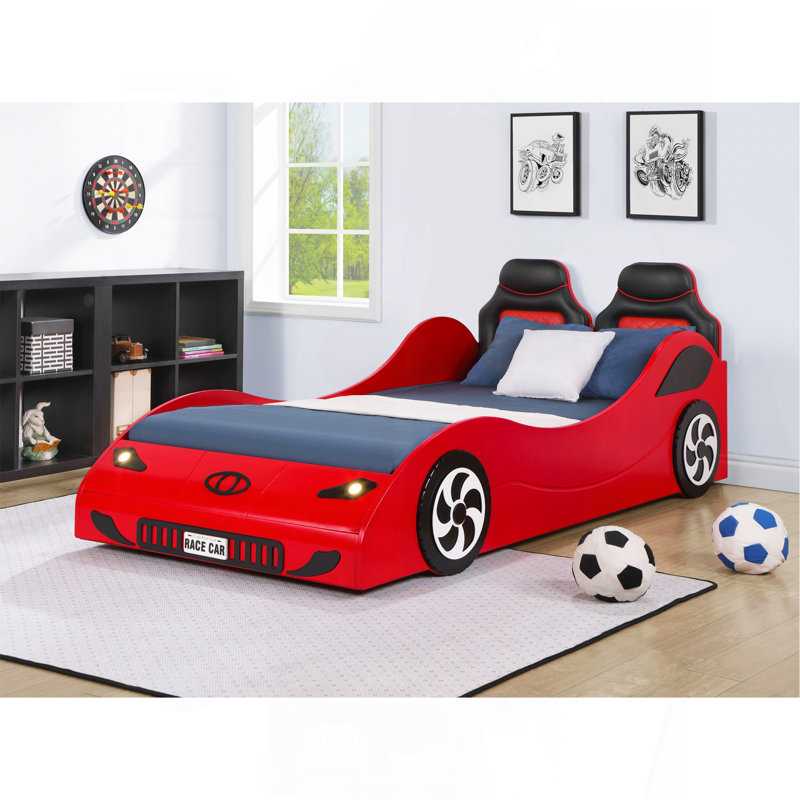 Lit voiture simple avec DEL Colen, Rouge