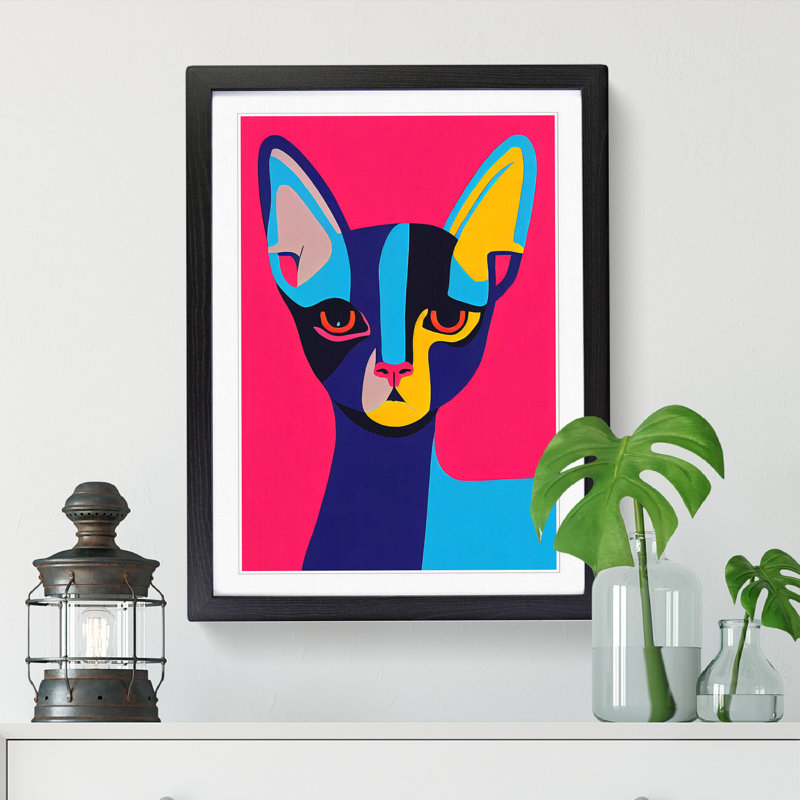 Sphynx Cat Pop Art Vol.2 - Single Picture Frame Print, 64cm H x 46cm W x 2cm D, Black