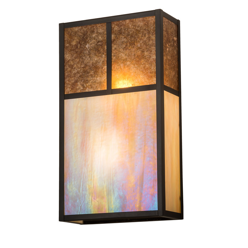 Youngblood Brass Wall Light, Amber/Beige, 12" H x 6.5" W x 4" D