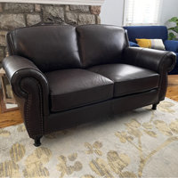 Mehmud 64 Genuine Leather Rolled Arm Loveseat Charlton Home Fabric: Camel