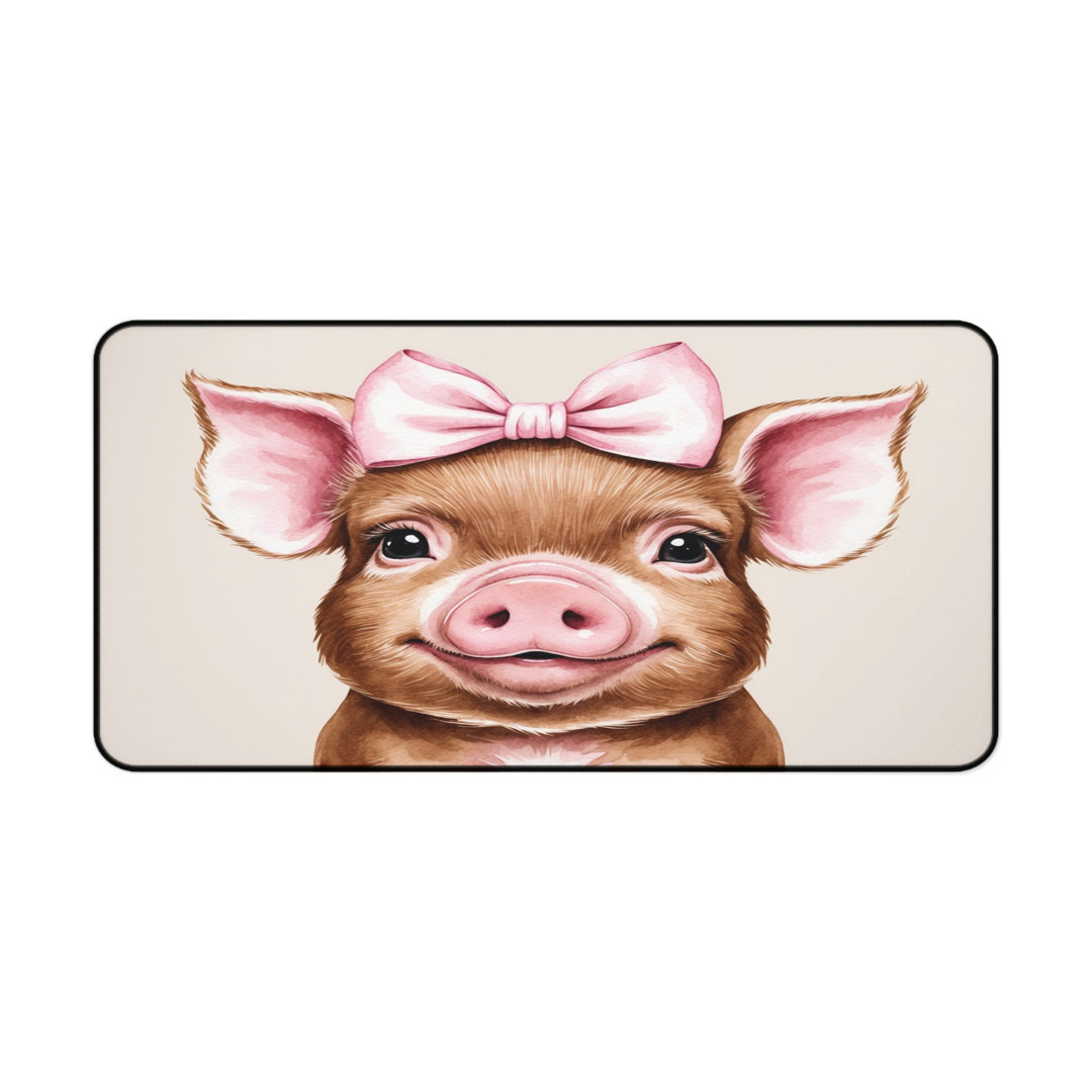 Cute Piglet Pink Bow Desk Mat
