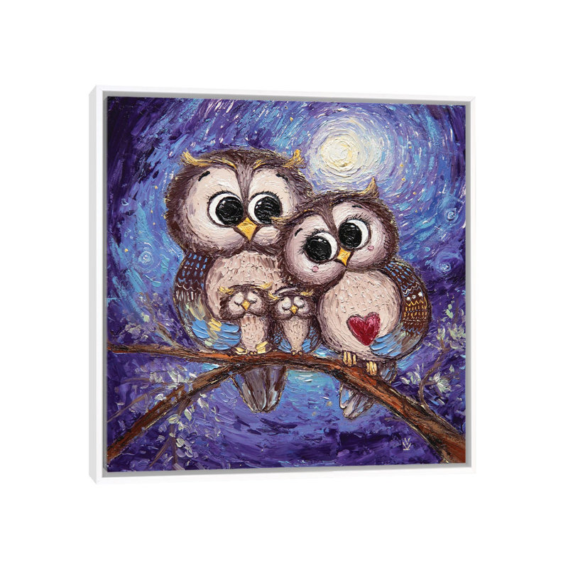 Good Owls 1 Piece Painting on Canvas, 66.04 cm H x 66.04 cm W, White Framed