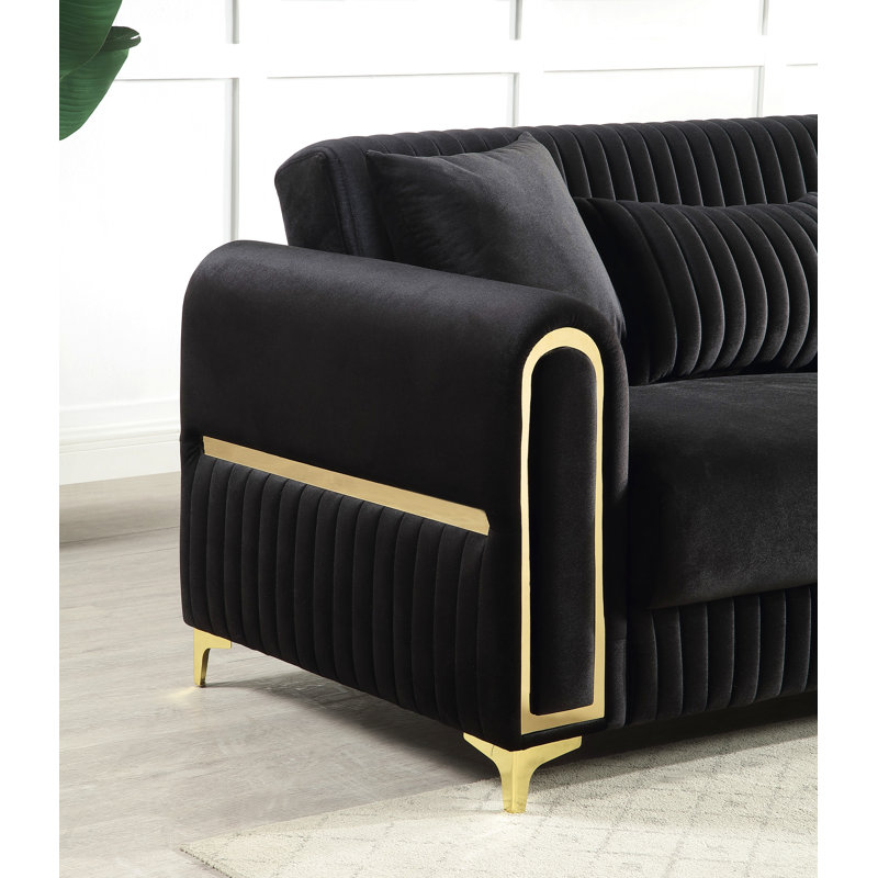 Causeuse rembourrée noire Ruby
