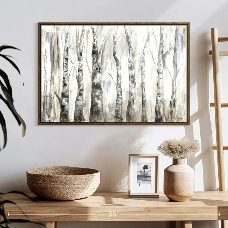 Winter Aspen Trunks - neutre, 25 po x 17 po, Cadre flottant noyer