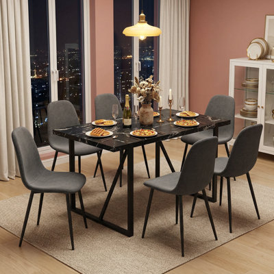 Modern Upholstered Dining Chairs with Metal Legs (Set of 6 )