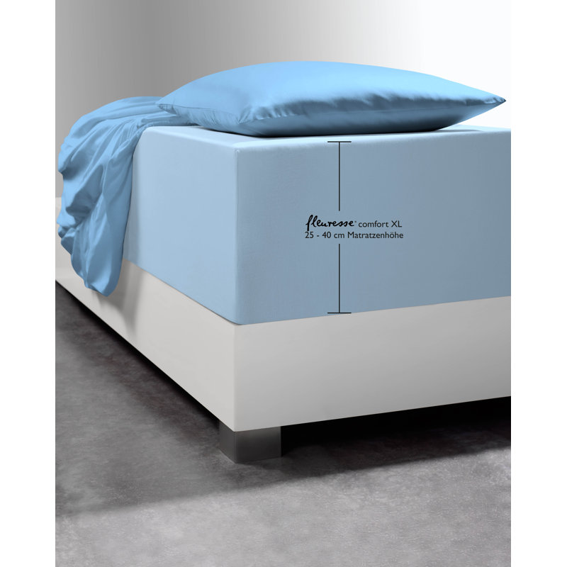 Comfort XL Laken Cotton Blend Jersey Knit Fitted Sheet, Super, Blue