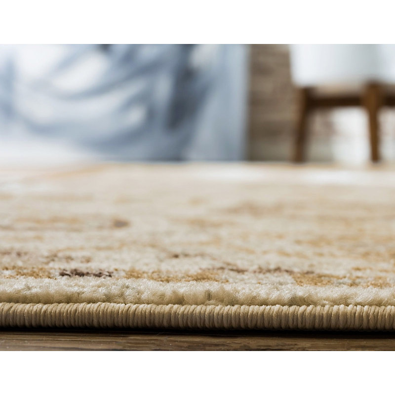 Tapis oriental ivoire / brun Kasha, Tapis de couloir 2 pi 2 po x 6 pi