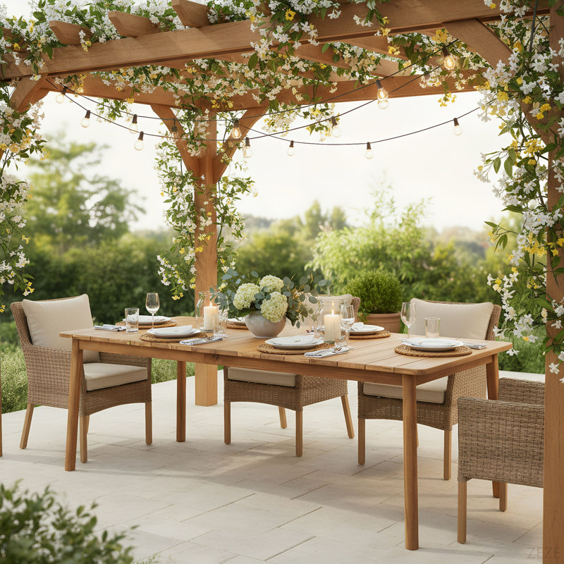 Acacia Wood 79"L Outdoor Dining Table