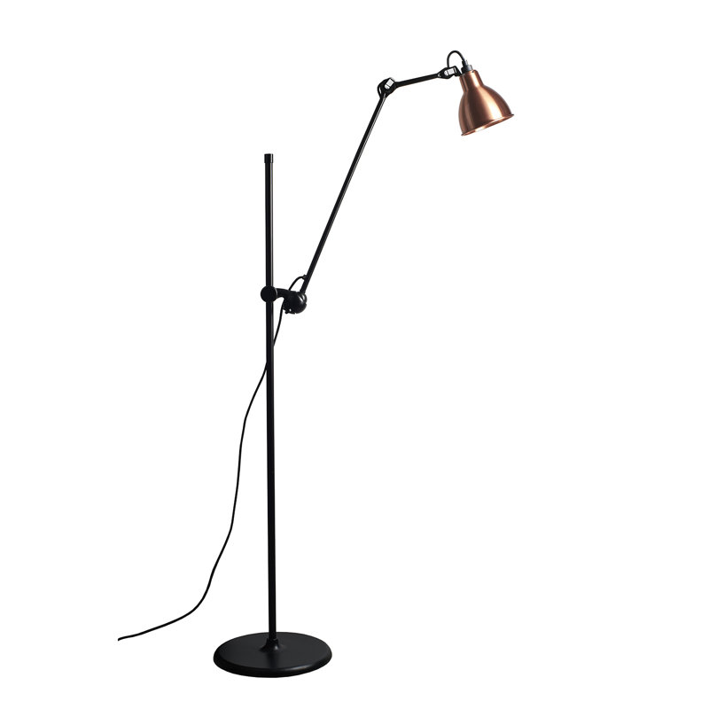 Lampe Gras 92.91'' Black Task Floor Lamp, Copper