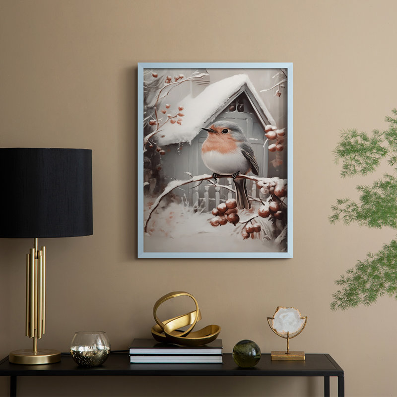 Art des Fêtes de Noël - série 2 - CCIV, reproduction encadrée - bois massif, Bleu, H 21 po x l 17 po