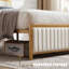 Single/Double Metal Platform Bed Frame With Upholstered Headboard And Footboard, No Box Spring Needed, Grey/Beige-271919932-275692836
