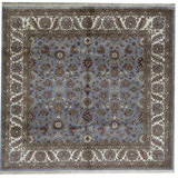 Wool Oriental Area Rug in Blue/Ivory/Dark Moss