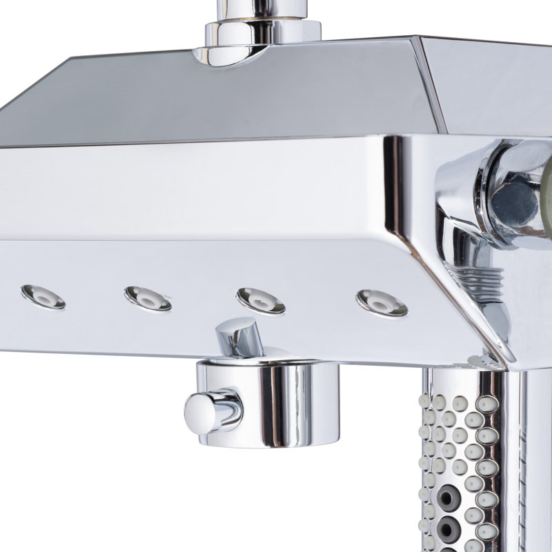 AquaPower 11-in Rain Showerhead Shower System with Pivoting Shower Arm and PULSE AquaPower Spray 1.8 GPM, Chrome