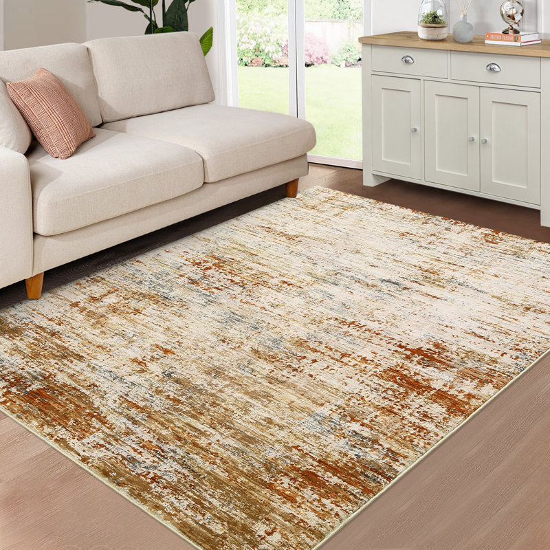 Abstract Machine Printed Area Rug, Rectangle 240 x 340 cm