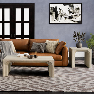2-piece Carved Solid Wood Living Room Table Set