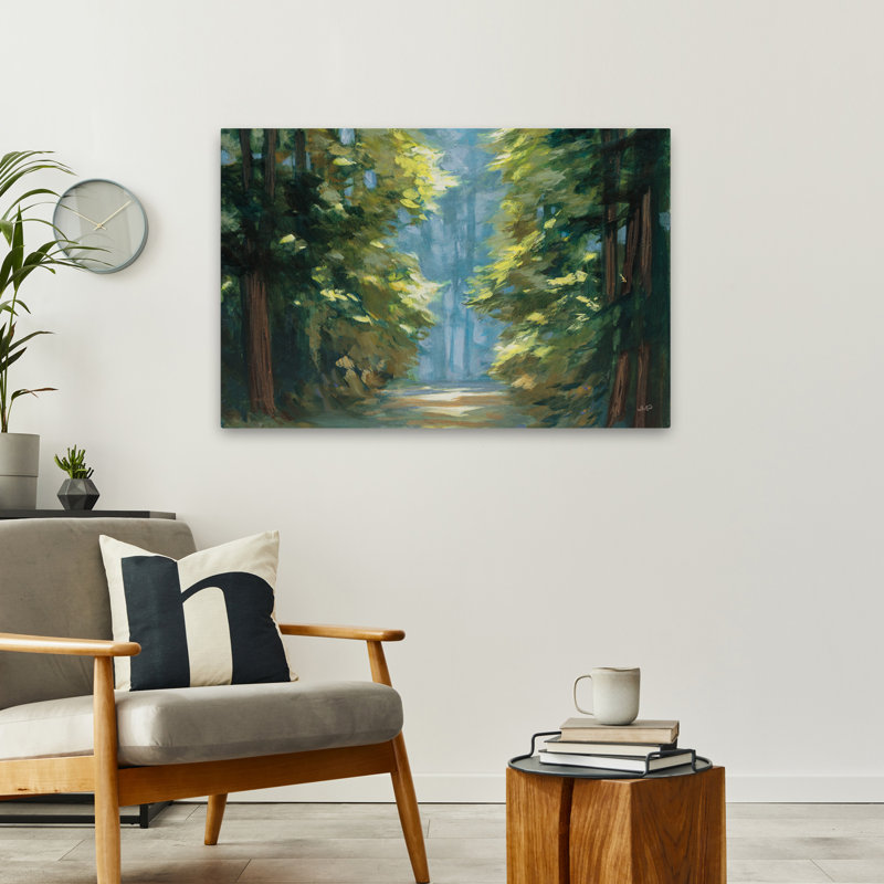 Sunlit Forest Blue Crop Contemporary noir bleu gris brun à feuilles persistantes, H 36 po x l 24 po
