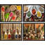 Épices dans des cuillères, cuisine et cuisine, gros plan, impression encadrée sur papier, 4 pièces-97782149-97782144