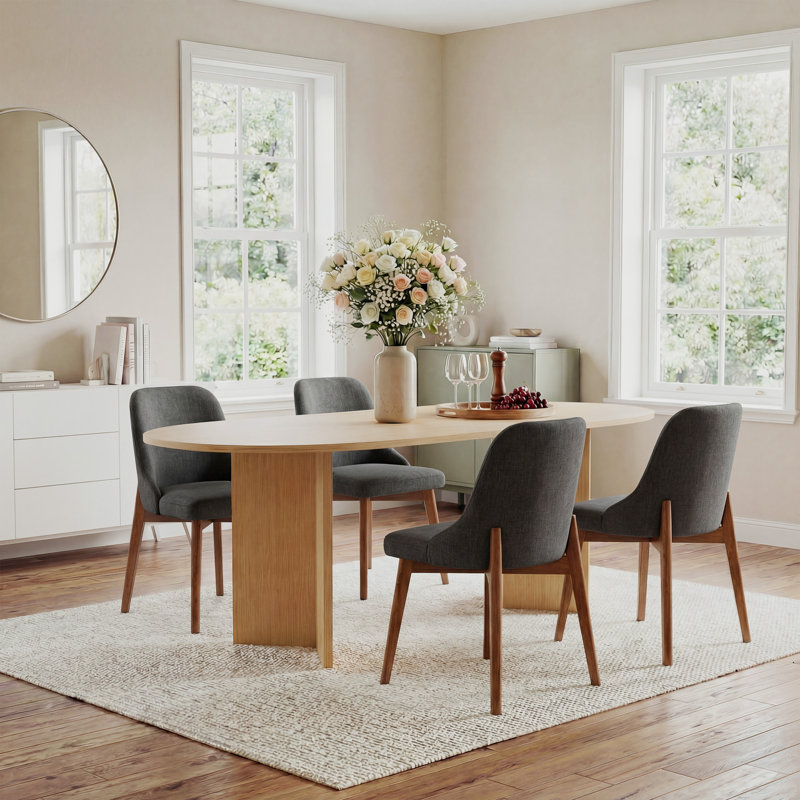 Ladaker Dining Chairs Kitchen Chairs with Wood Legs, Walnut, Dark Gray