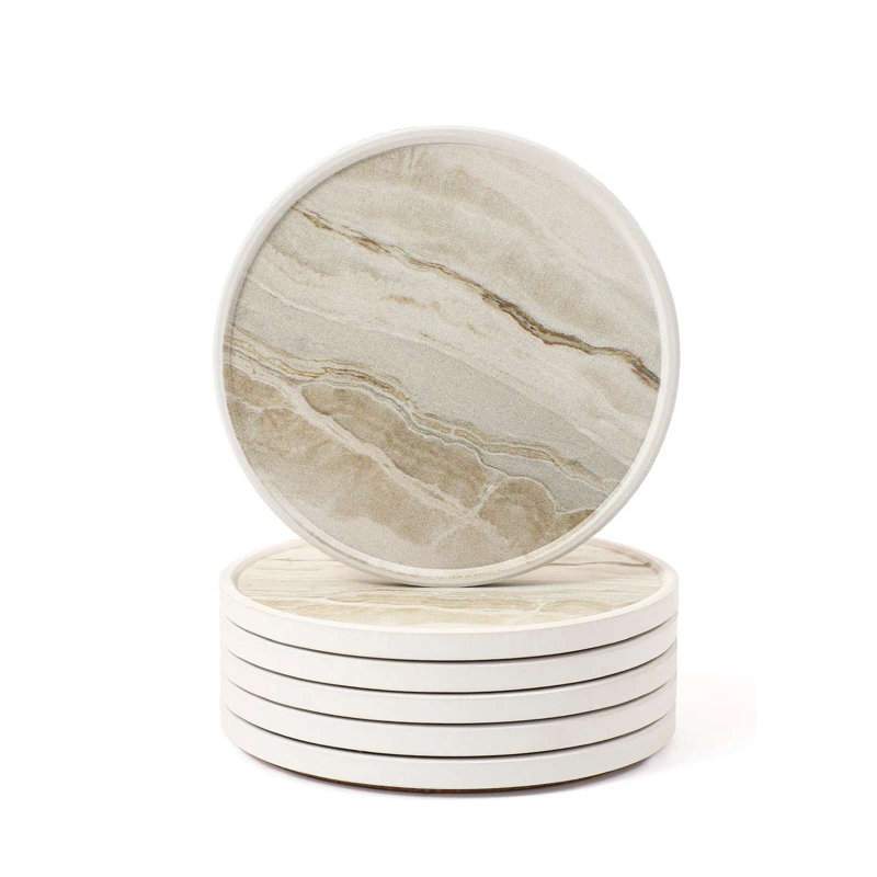 Ceramic Round 6 Piece Coaster Set