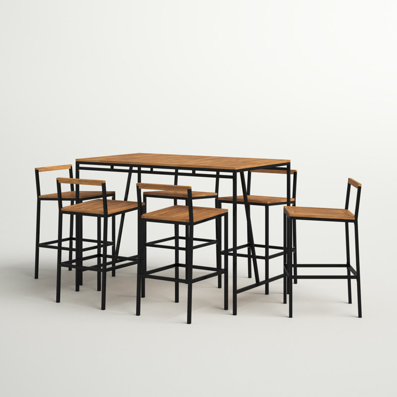 Nigel Wicker Patio Dining Set with Square Table, 6