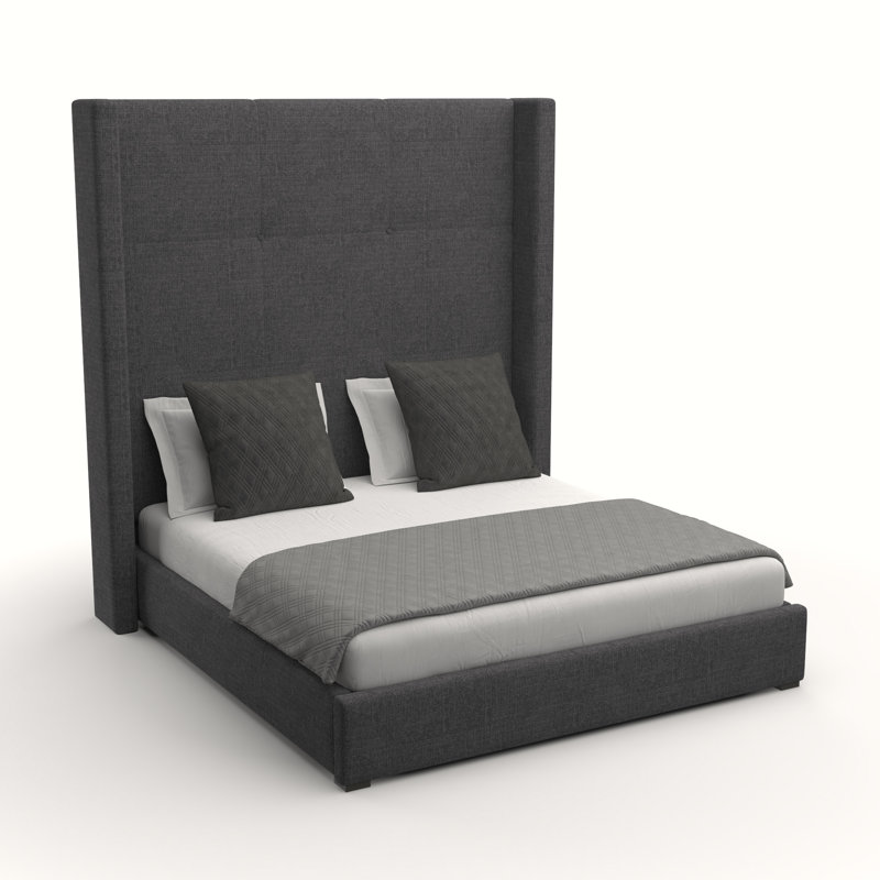 Lit tapissier standard Esparto, Revolution® gris anthracite, Très grand lit taille haute