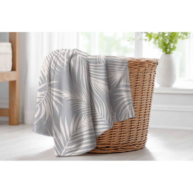 Couverture en velours de coton Waving Palms, L 60 po x l 50 po, Gris