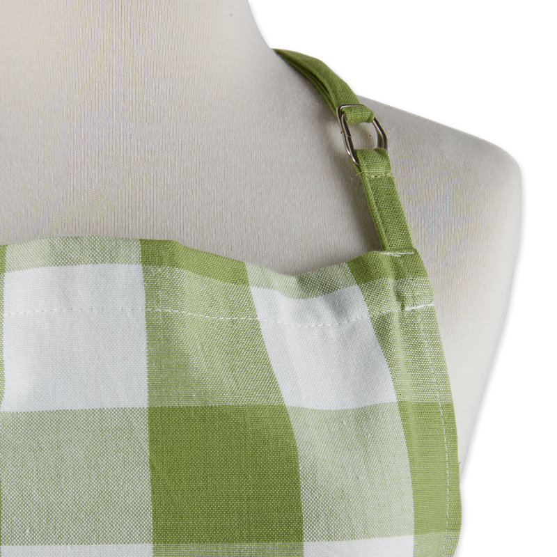 Checkered Linen Bib Apron, Green