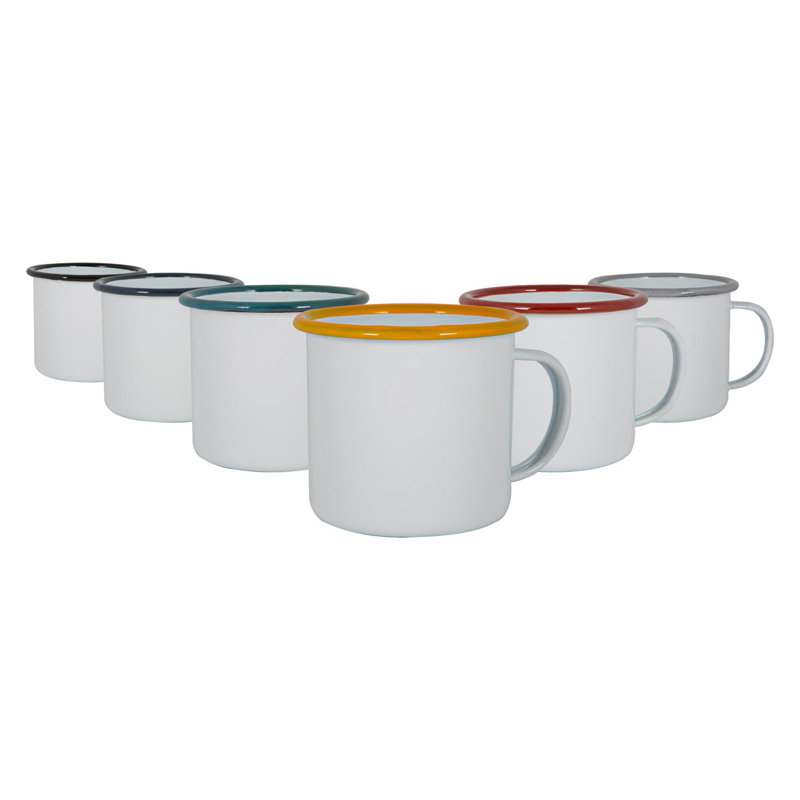 Enamelware Camping Mug, White/Multicolour, 6