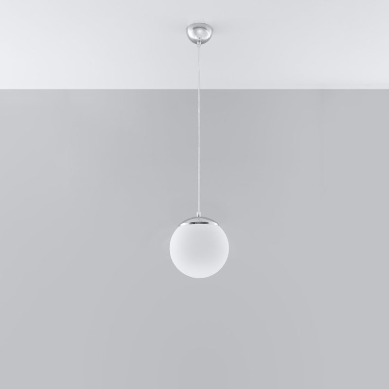 Huings 1 - Light Sphere Pendant, Chrome, 150cm H x 20cm W x 20cm D