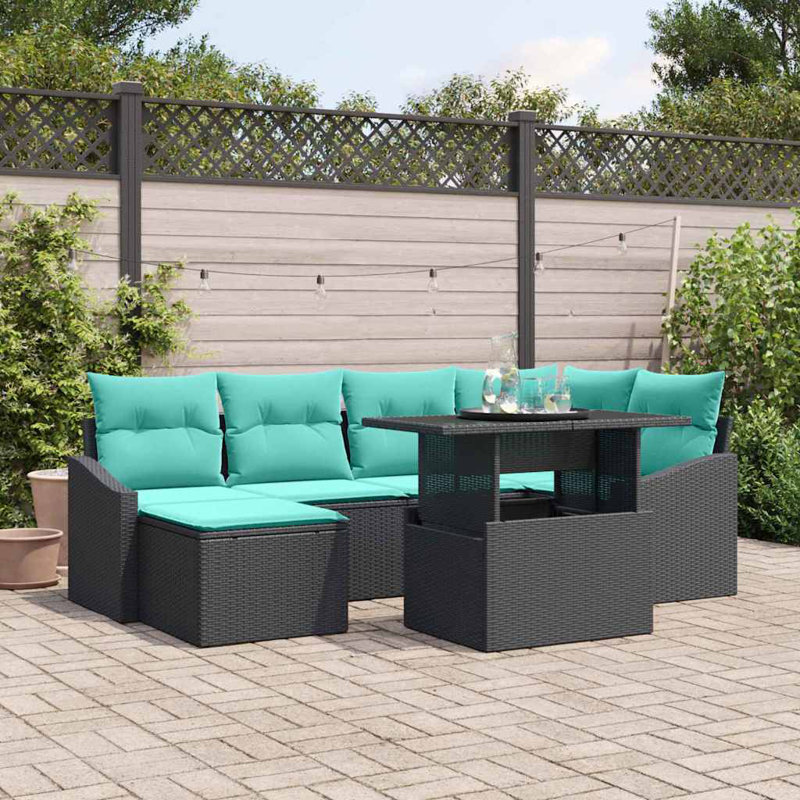 Ensemble de canapé avec coussin vidaXL 7 pièces vidaXL, Coussin bleu / cadre noir