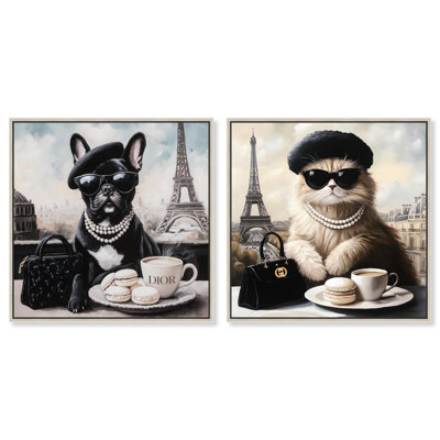 Décoration murale chic sur toile animaux de compagnie parisiens par Art Remedy