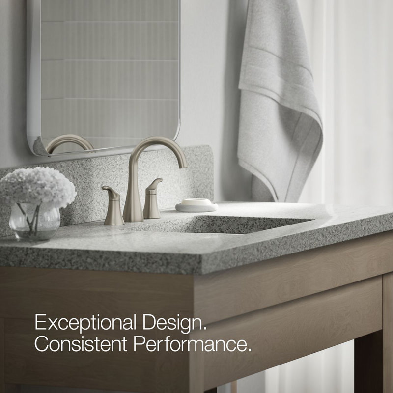 Simplice Widespread Bathroom Sink Faucet, Three-Hole Bathroom Faucet with Clicker Drain, 0.5 GPM, Chrome