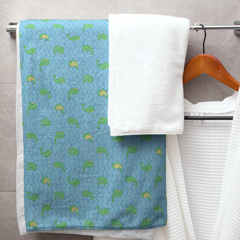 Serviette de bain katelyn elizabeth baleines, Bleu / Vert