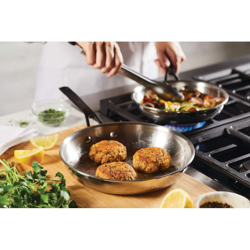 KitchenAid 5-Ply Clad Stainless Steel Frying Pan Set, 2-Piece, Polished Stainless Steel