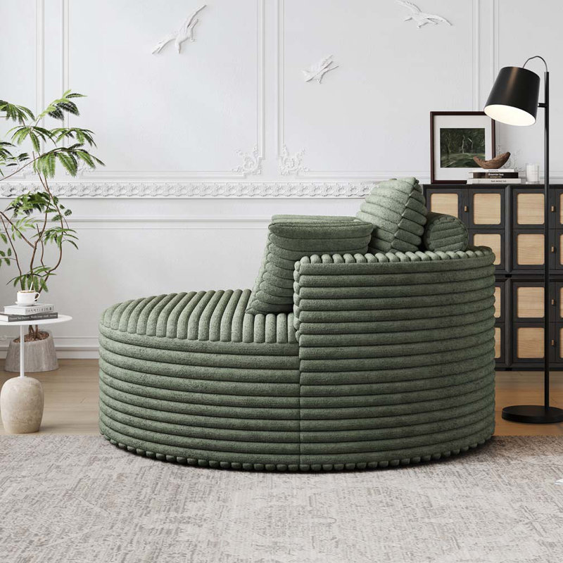 Fauteuil demi-tonneau Corduroy, Vert