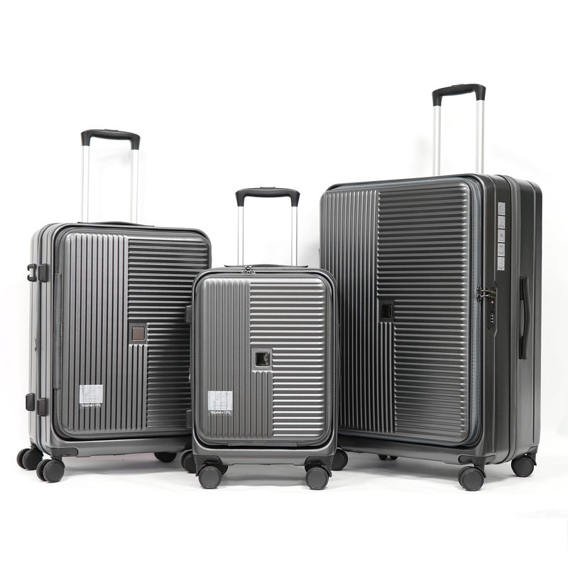 Luggage,With Front Opening,Tsa Approved Lock,Hardshell Suitcase, Gray