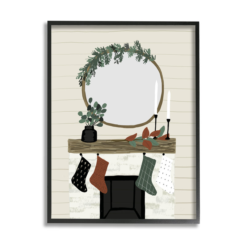 Figurine festive de Noël pour l'intérieur, H 14 po x l 11 po x P 1,5 po, Giclée encadrée noir minuit