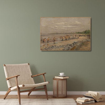 "Hauler the seine" par Thomas Eakins, reproduction d'art sur toile tendue avec châssis
