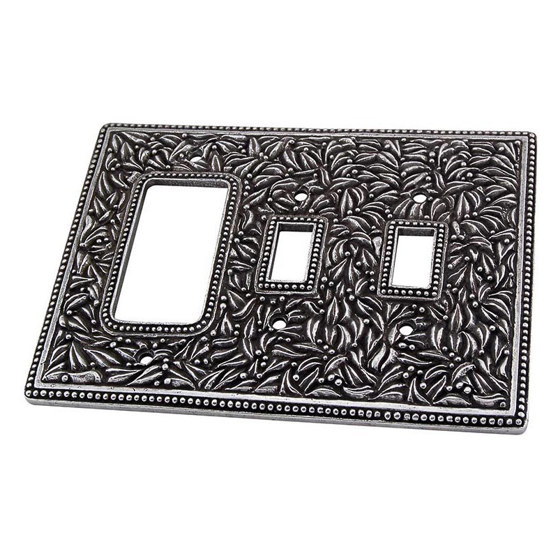San Michele 3-Gang Toggle Light Switch / Rocker Combination Wall Plate, Vintage Pewter