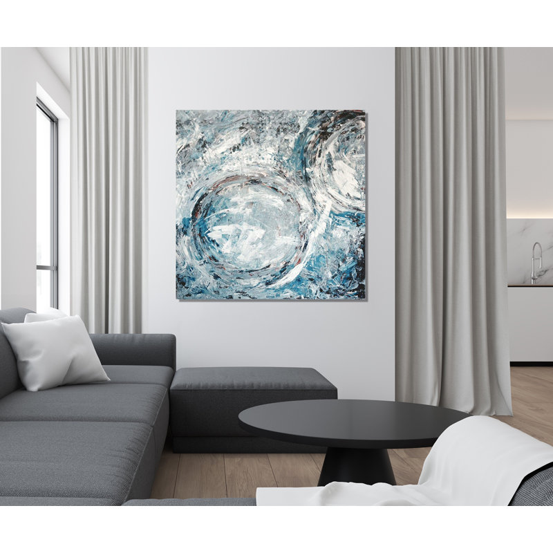 Aqua Azul II - reproduction d'art sur toile, Toile encadrée noire, H 25,5 po x l 25,5 po x P 1,75 po