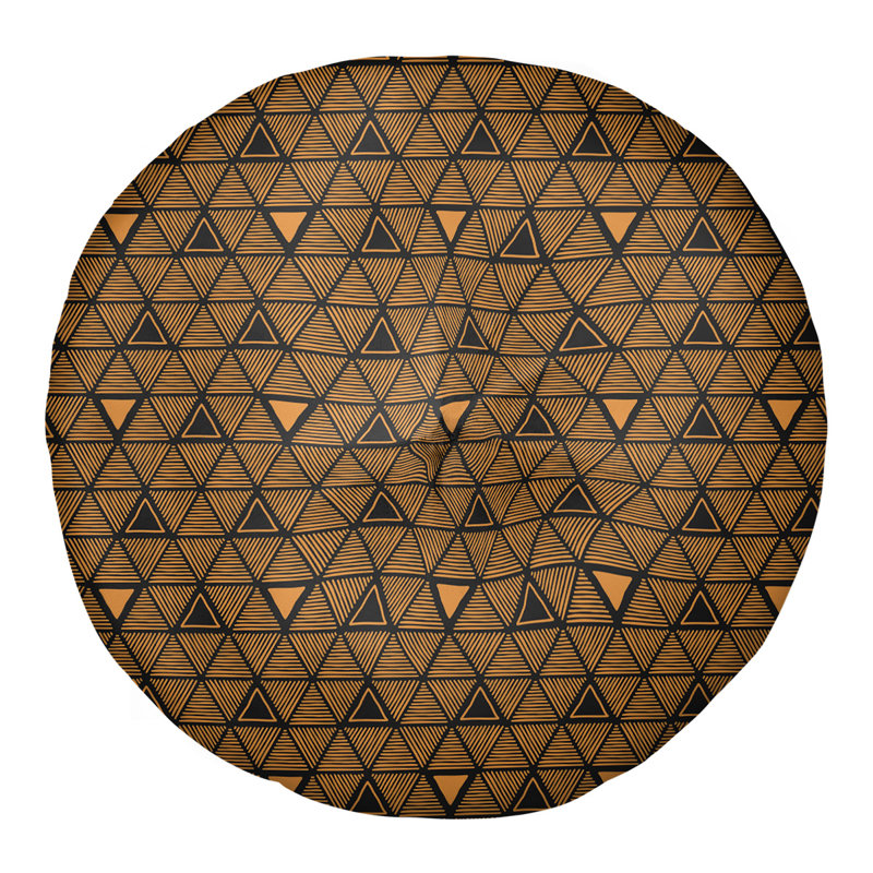 Coussin de sol classique à motif de triangles dessinés à la main, 26 po x 26 po, Brun/orange