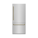 ZLINE Autograph 36 in. Built-In Refrigerator w/ Gray Interior and Champagne Bronze Helix Handles