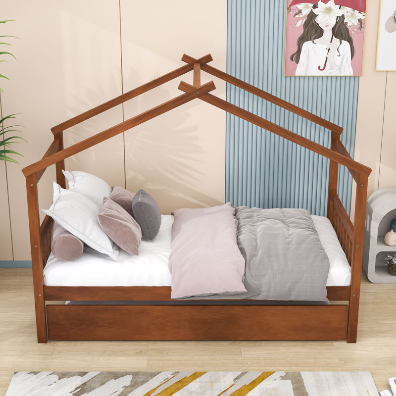 Patchin Wood Daybed with Trundle and Slats, Walnut, Twin