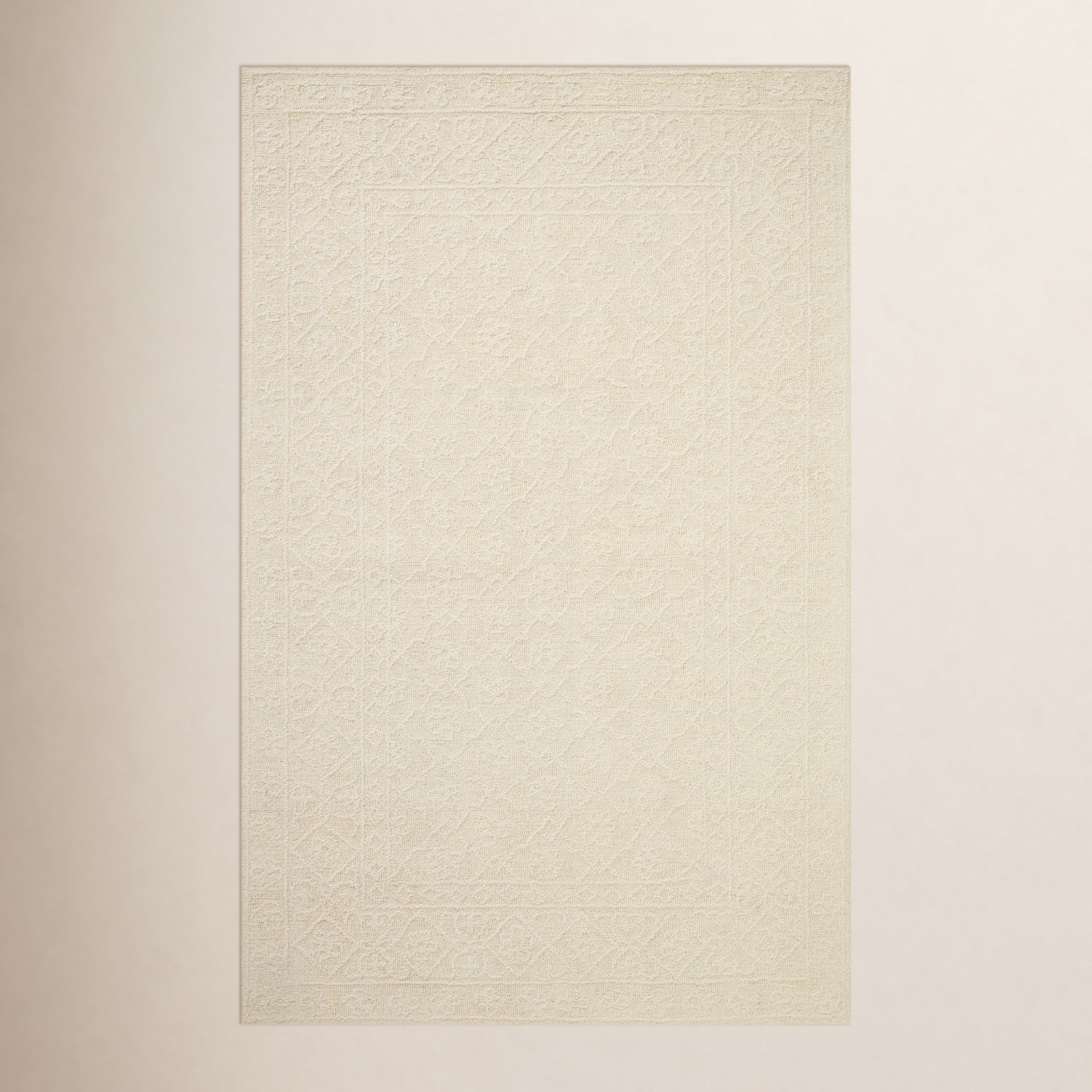 Albie Ivory Hand-Tufted Wool Oriental Rug, Rectangle 5' x 7'6"