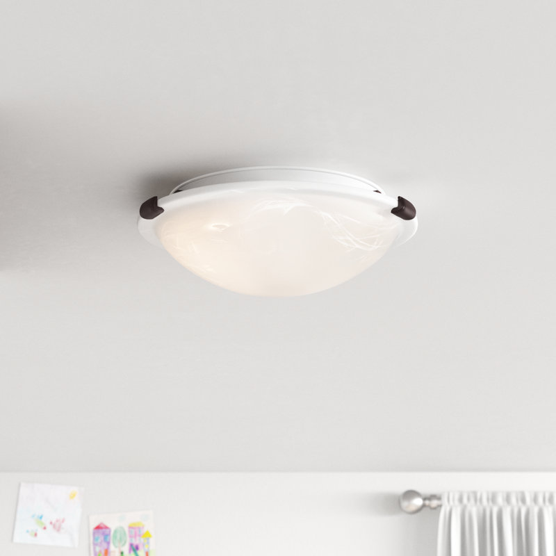 Maynes Glass Flush Mount, 4.75" H x 16.5" W x 16.5" D, White Alabaster Glass
