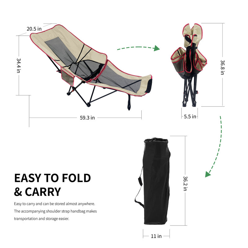 2-in-1 Reclining Folding Camping Chair with Removable Footrest & Storage Bag - Outdoor Patio Travel